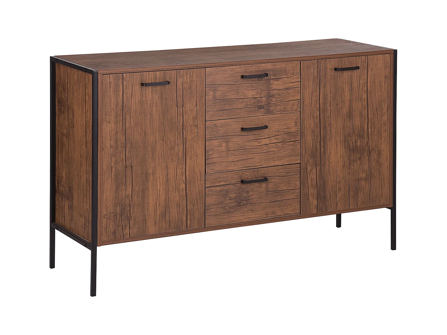 Klassisches Sideboard dunkler Holzfarbton/schwarz Tifton