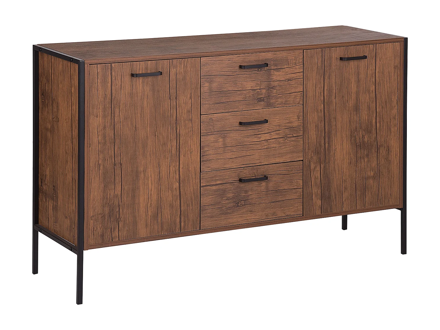 Klassisches Sideboard dunkler Holzfarbton/schwarz Tifton