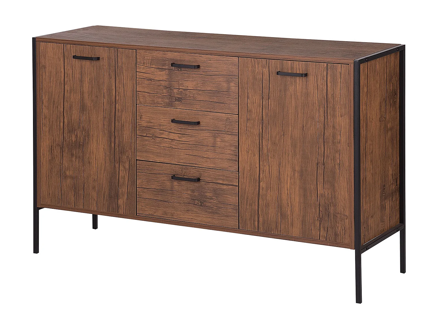 Klassisches Sideboard dunkler Holzfarbton/schwarz Tifton