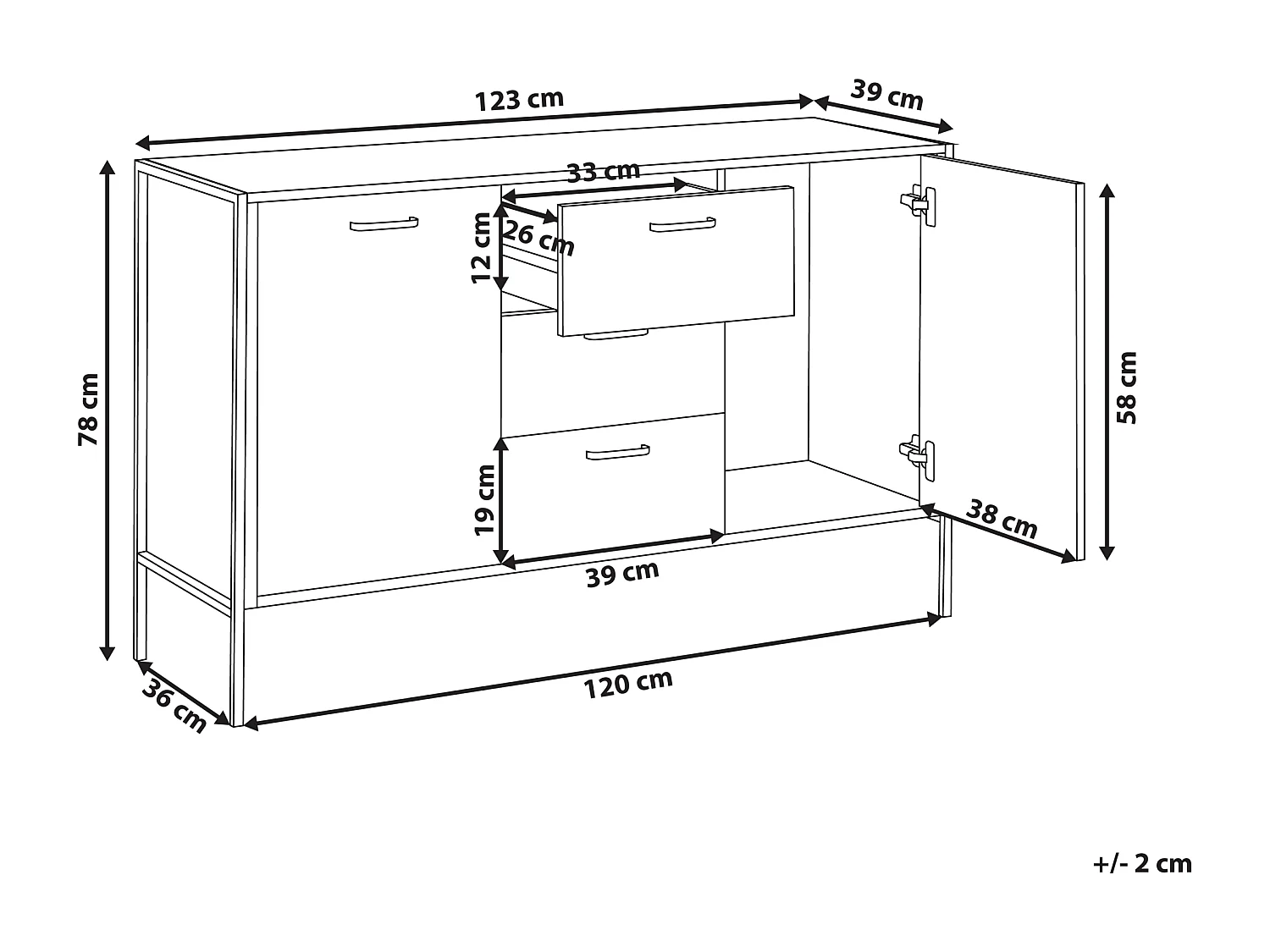 Commode 2 portes TIFTON Marron foncé