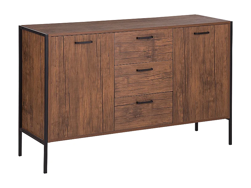 Klassisches Sideboard dunkler Holzfarbton/schwarz Tifton