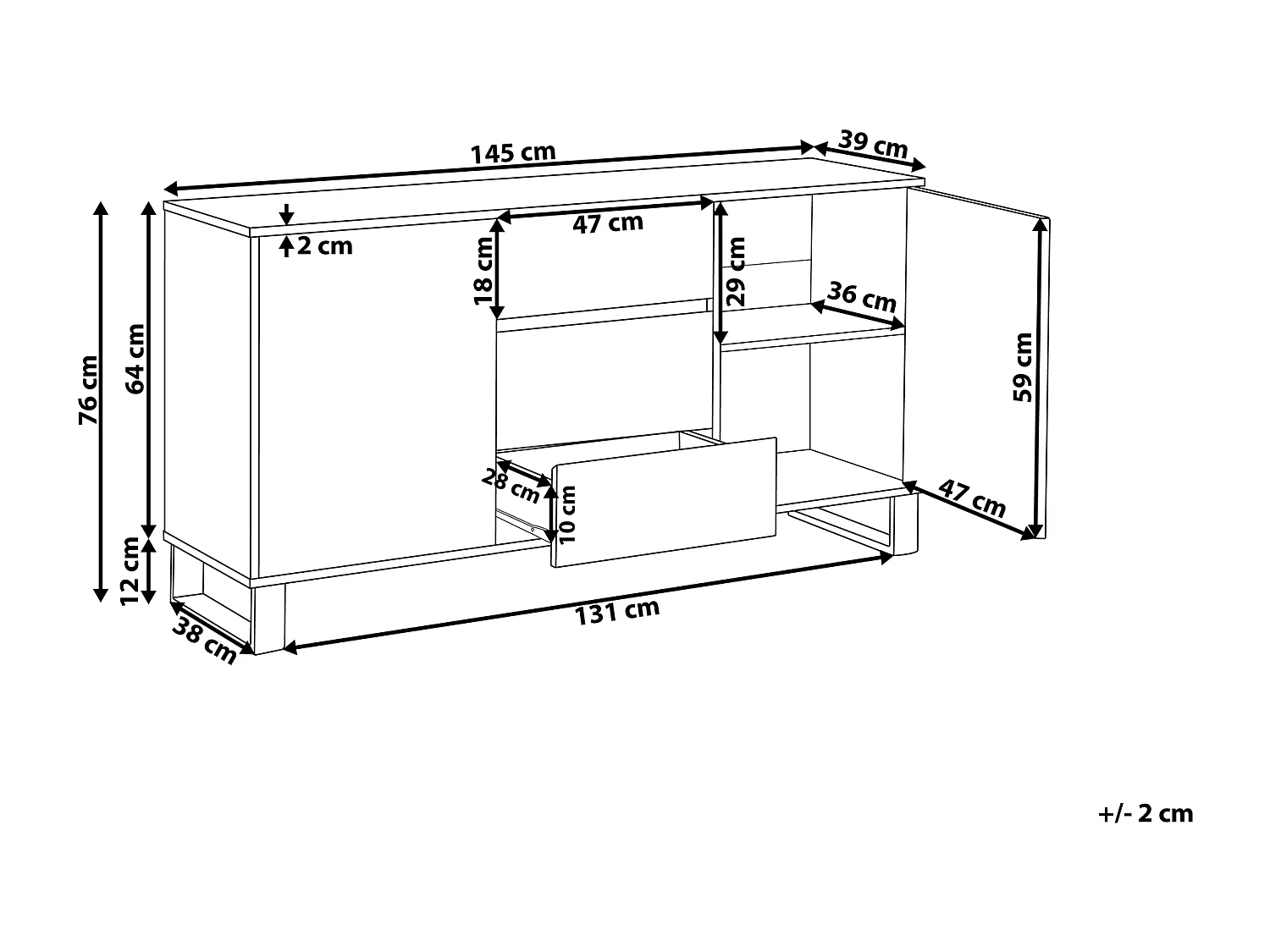 Dressoir met 2 deuren ELDA Lichtbruin