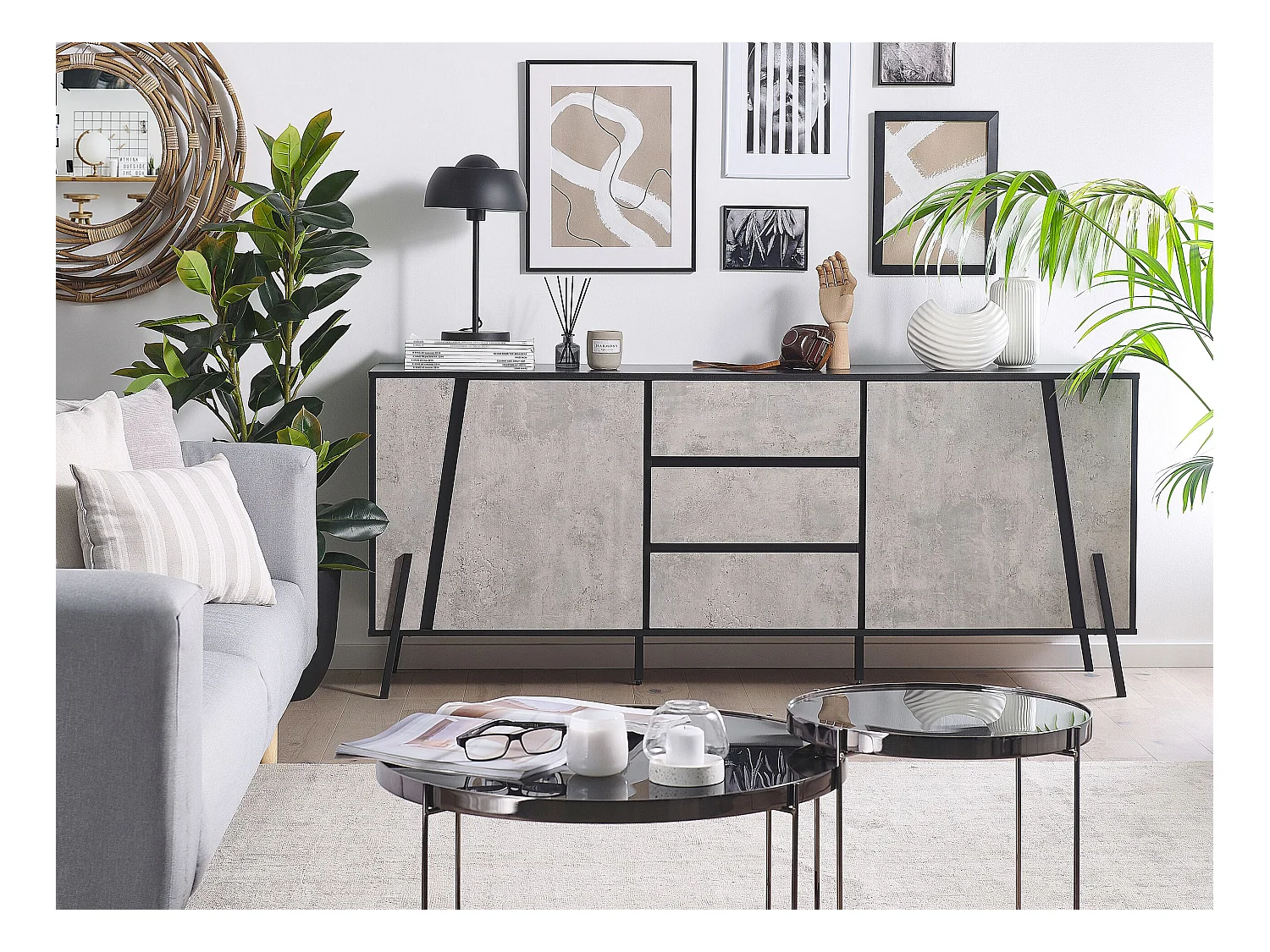 Dressoir met 2 deuren BLACKPOOL Grijs beton-effect