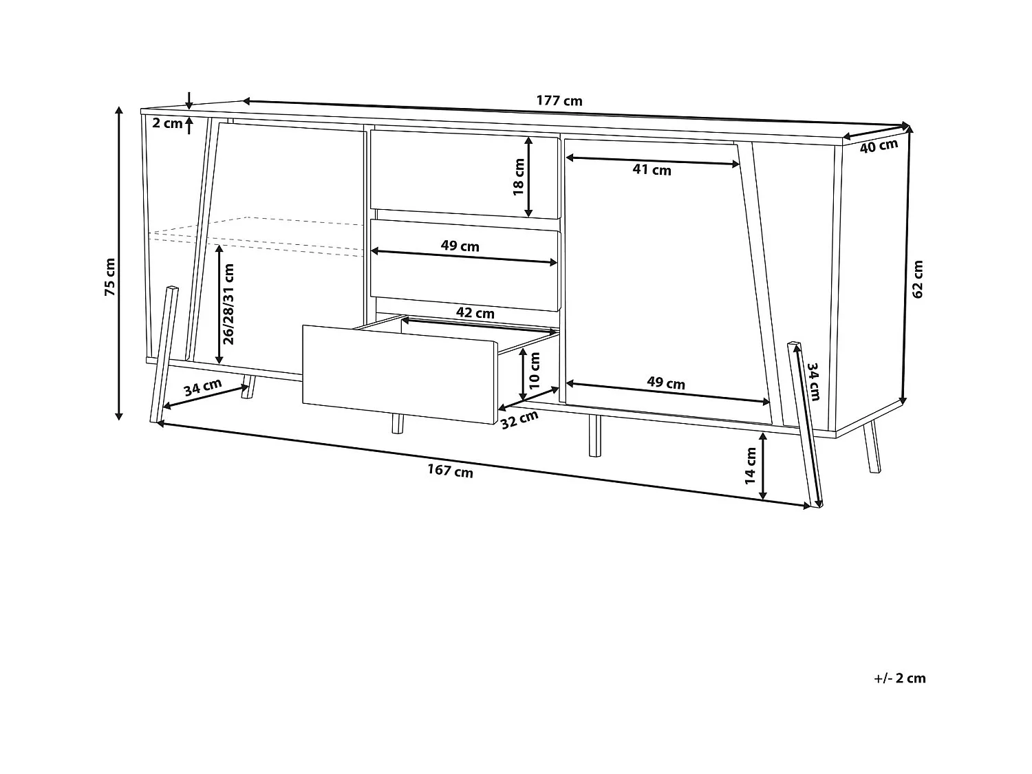 Dressoir met 2 deuren BLACKPOOL Grijs beton-effect