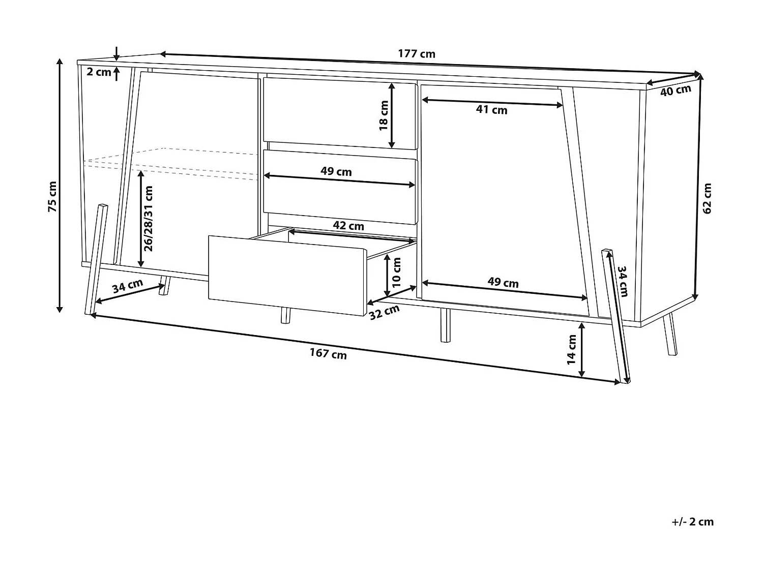 Aparador de duas portas BLACKPOOL Efeito de betão cinzento