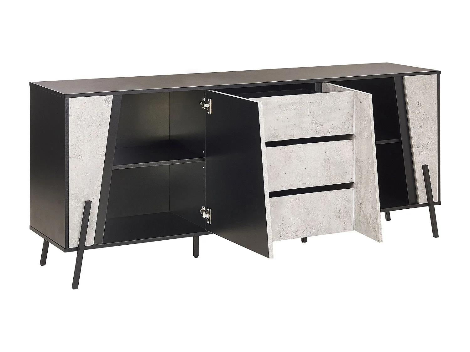 Credenza a 2 ante BLACKPOOL Grigio effetto cemento