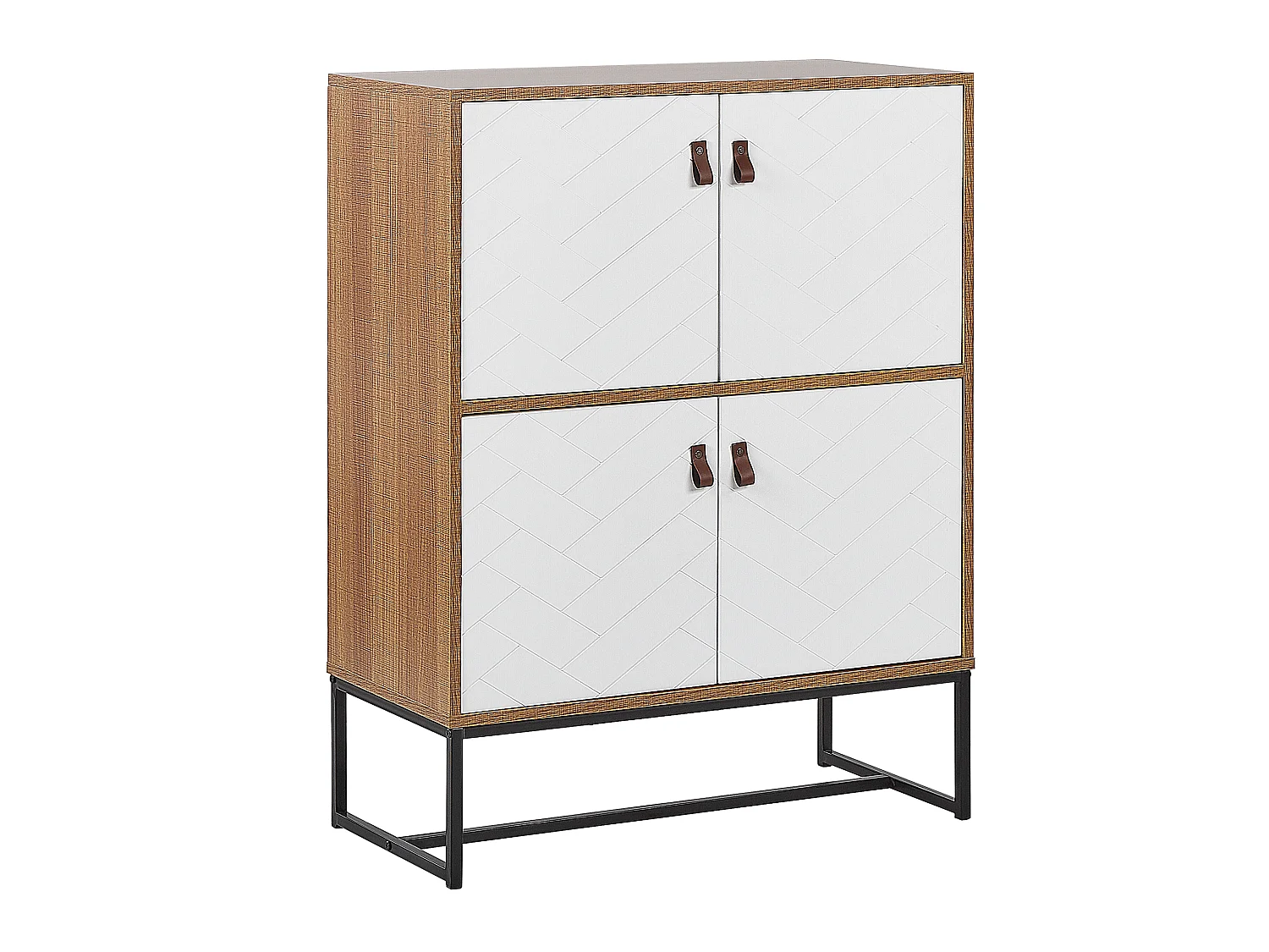 Moderne Kommode heller Holzfarbton / weiß 4 Türen Nueva