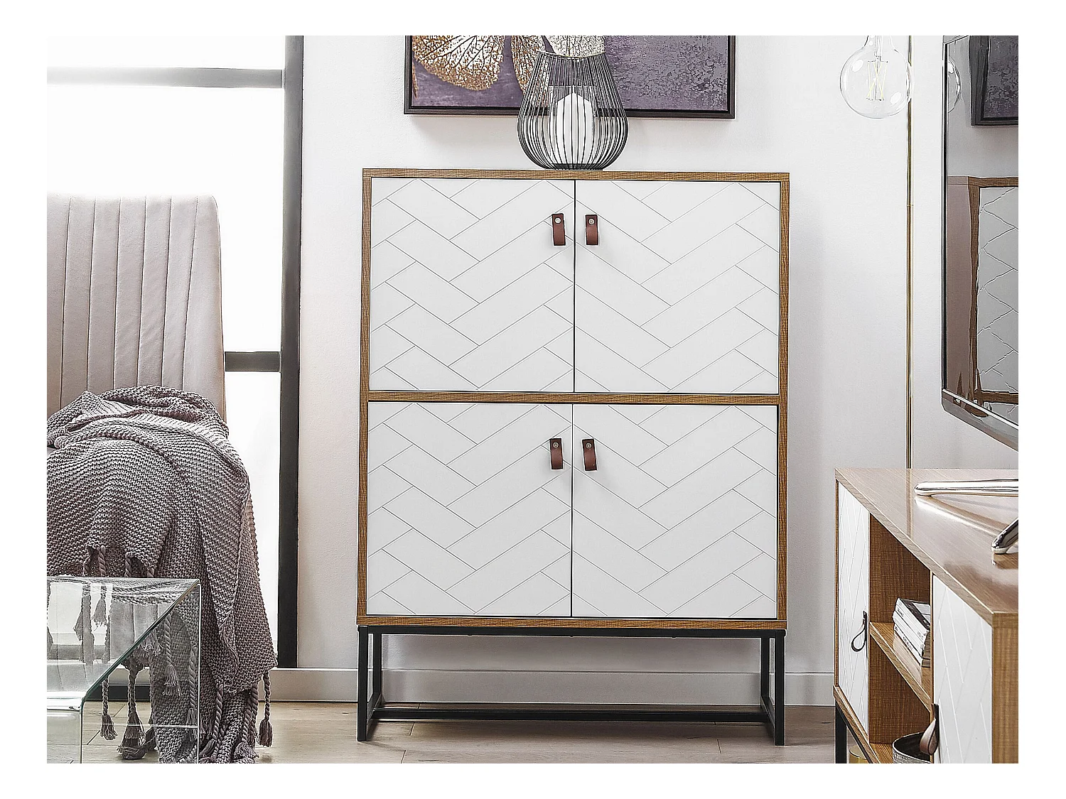 Armoire NUEVA Marron clair/blanc