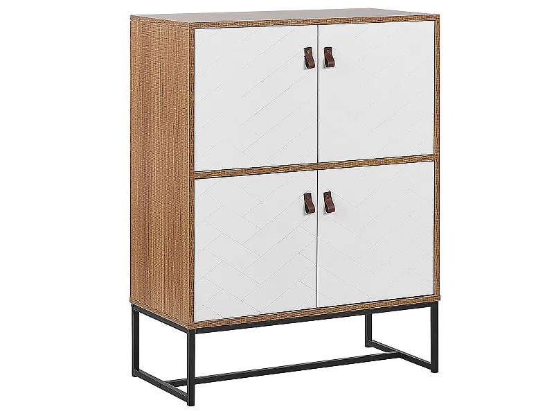 Moderne Kommode heller Holzfarbton / weiß 4 Türen Nueva