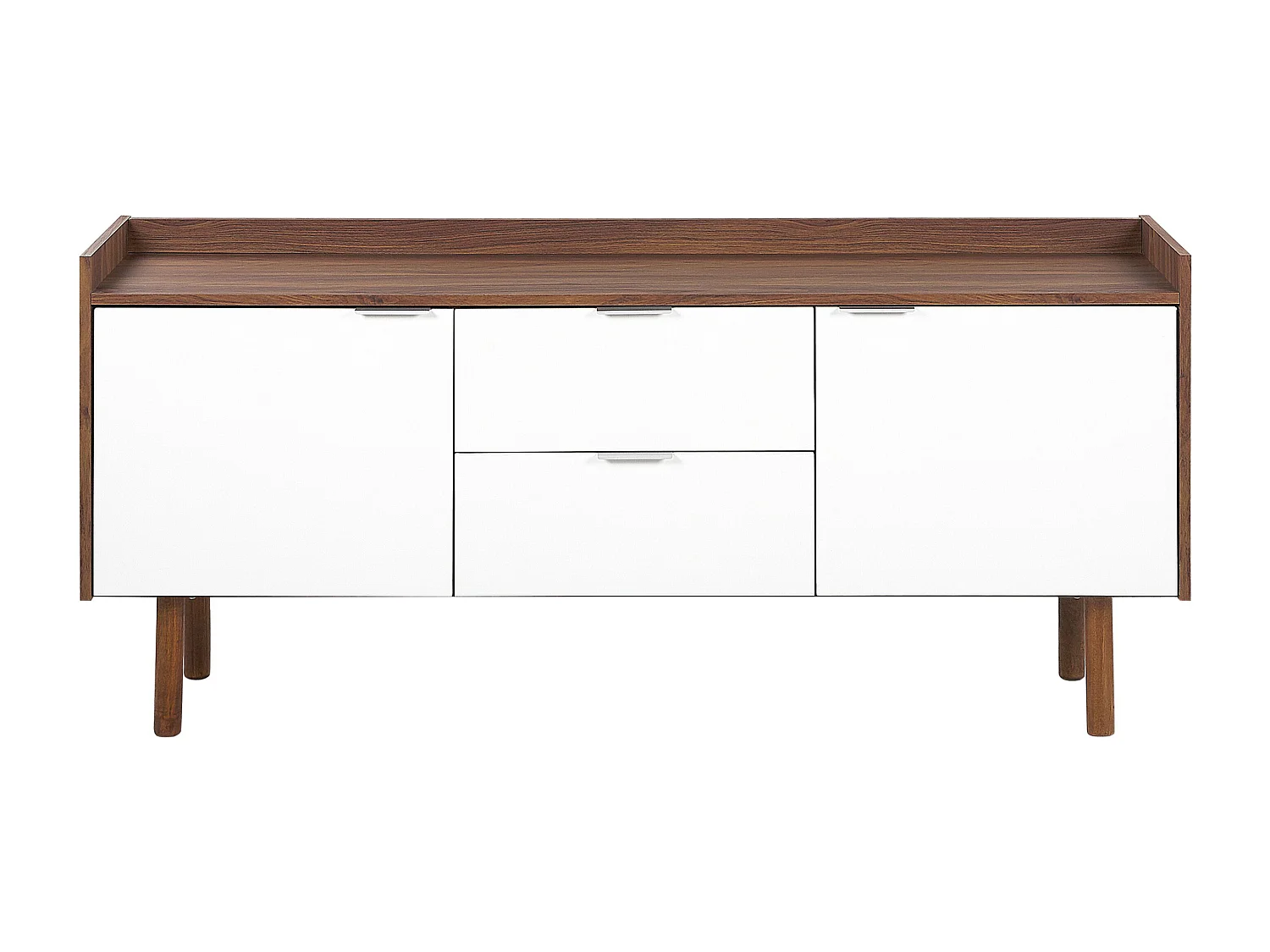 Sideboard weiß / dunkler Holzfarbton 2 Schränke 2 Schubladen MADERA