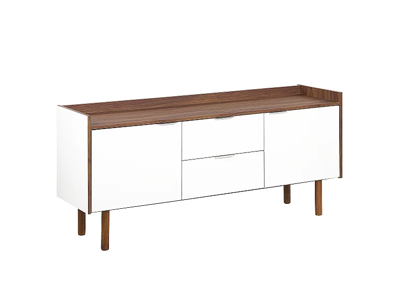Sideboard weiß / dunkler Holzfarbton 2 Schränke 2 Schubladen MADERA