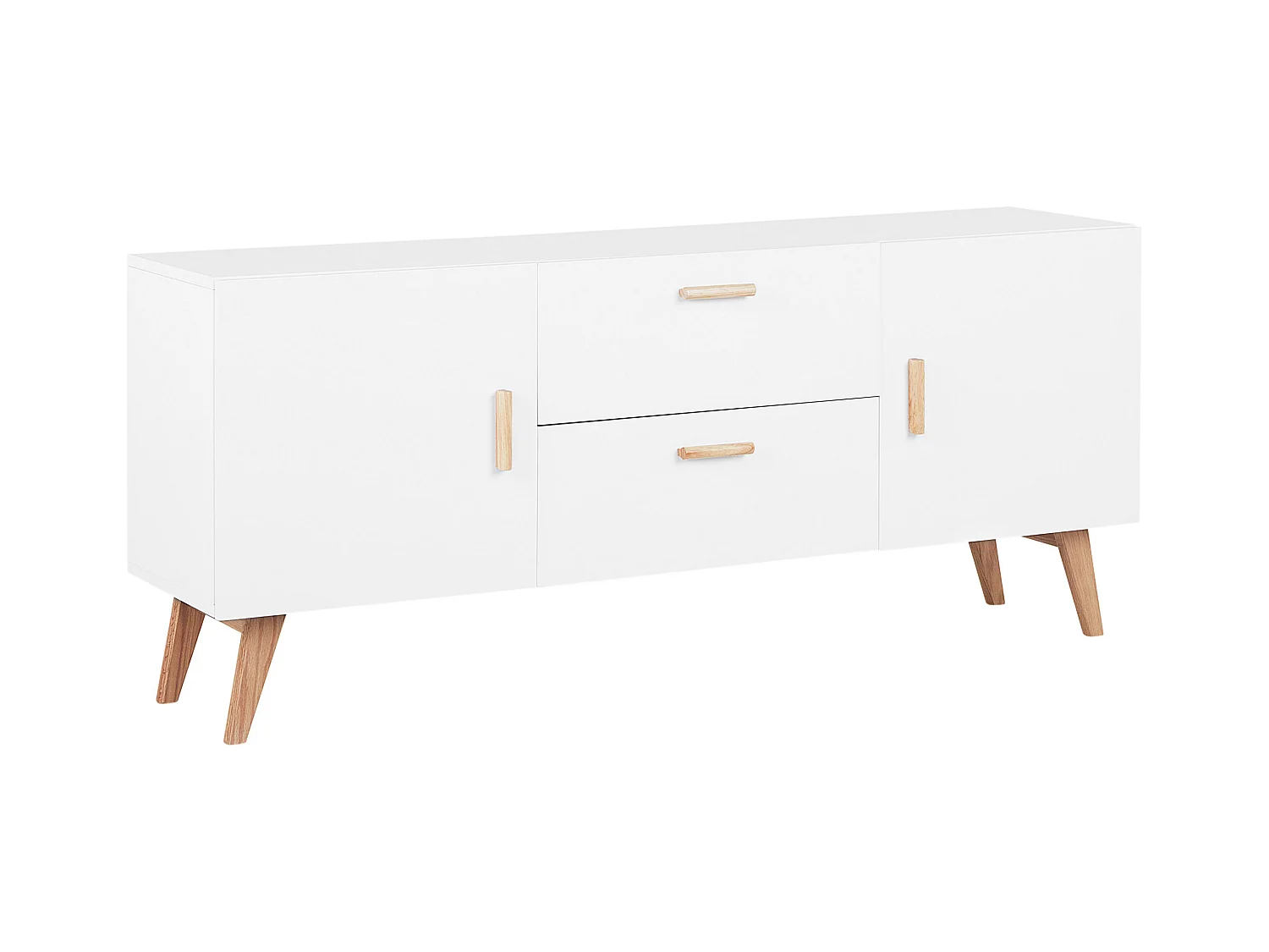 Sideboard mit Beinen aus Buchenholz in Weiß Kommode MEET II