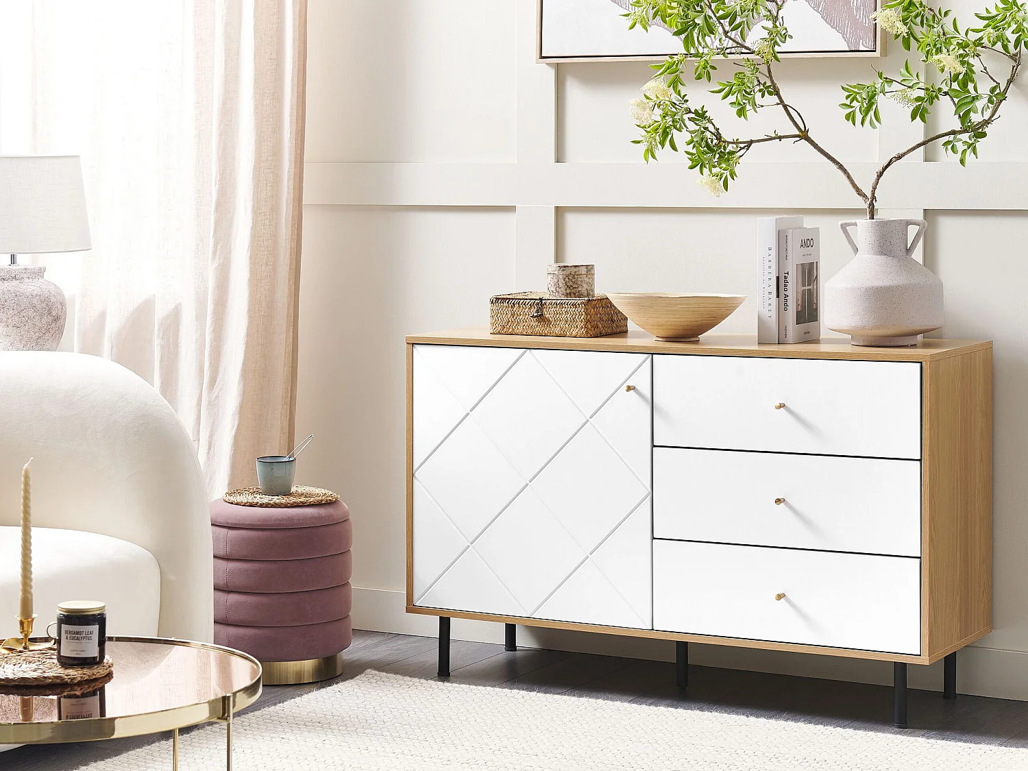 Commode PALMER Marron/blanc