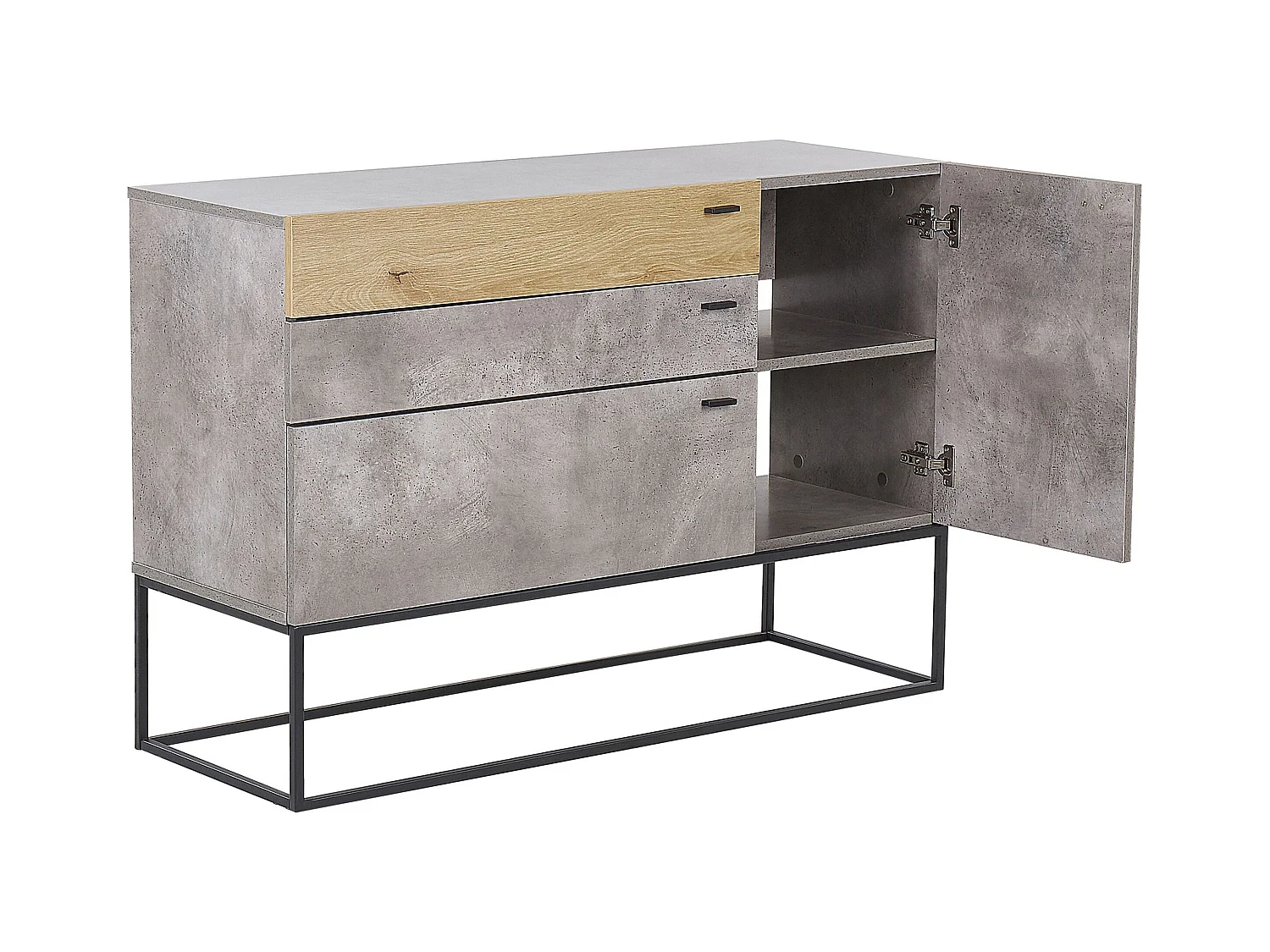 Credenza a 3 cassetti in legno chiaro e grigio ARIETTA