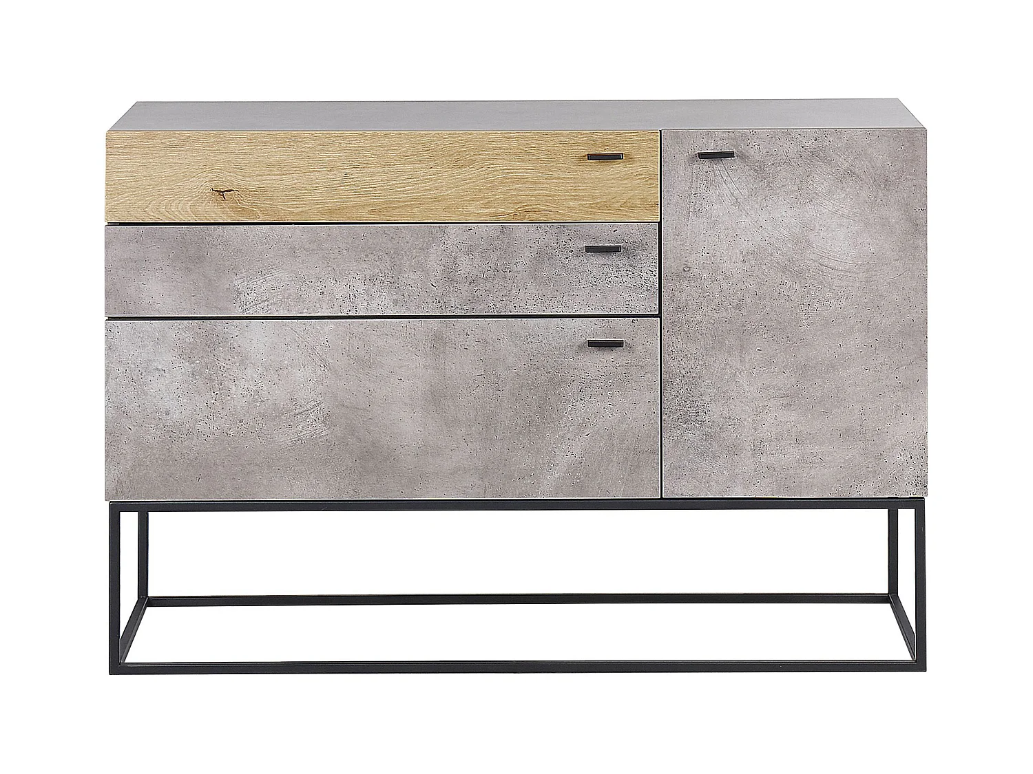 Credenza a 3 cassetti in legno chiaro e grigio ARIETTA