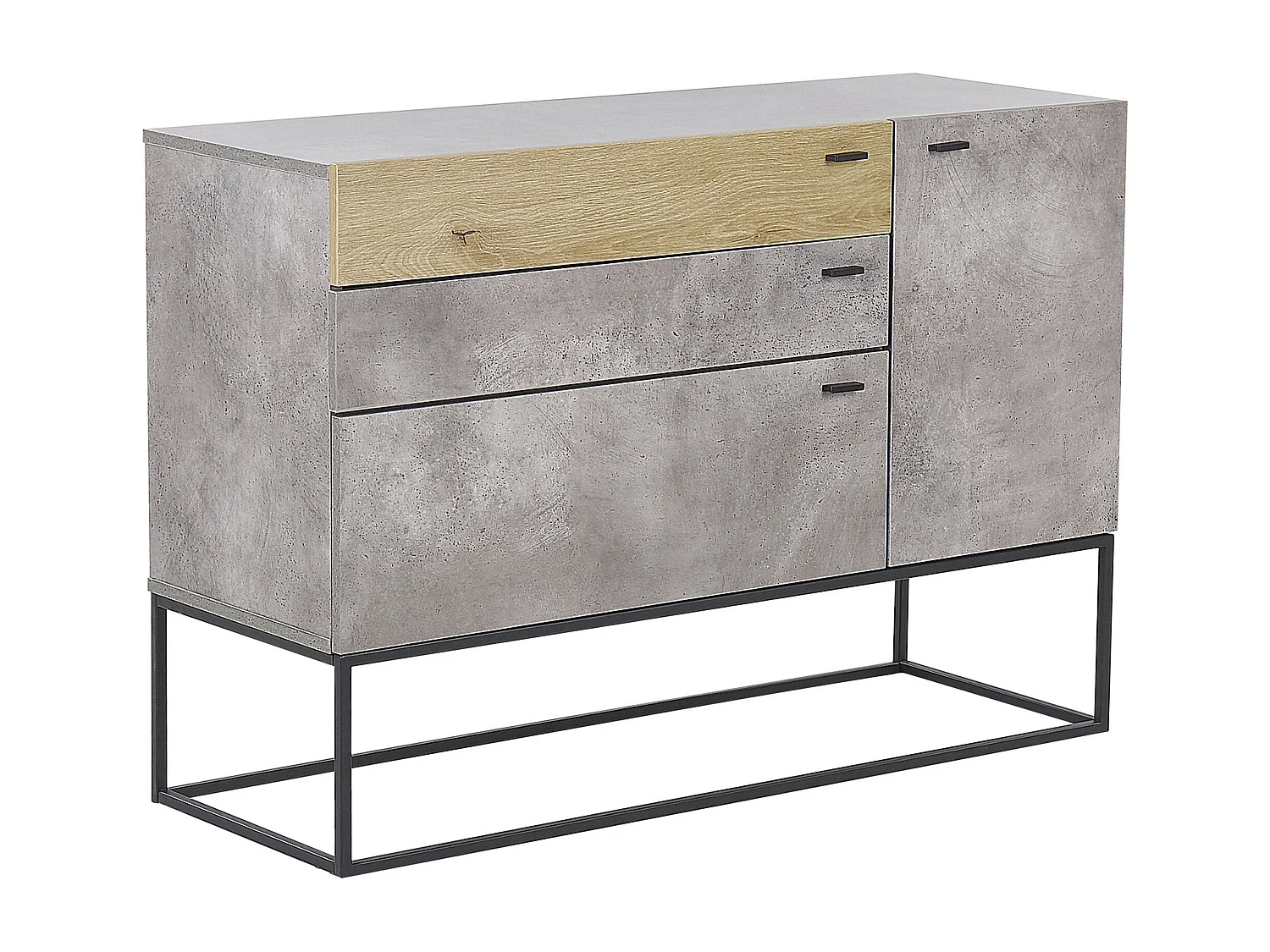 Credenza a 3 cassetti in legno chiaro e grigio ARIETTA