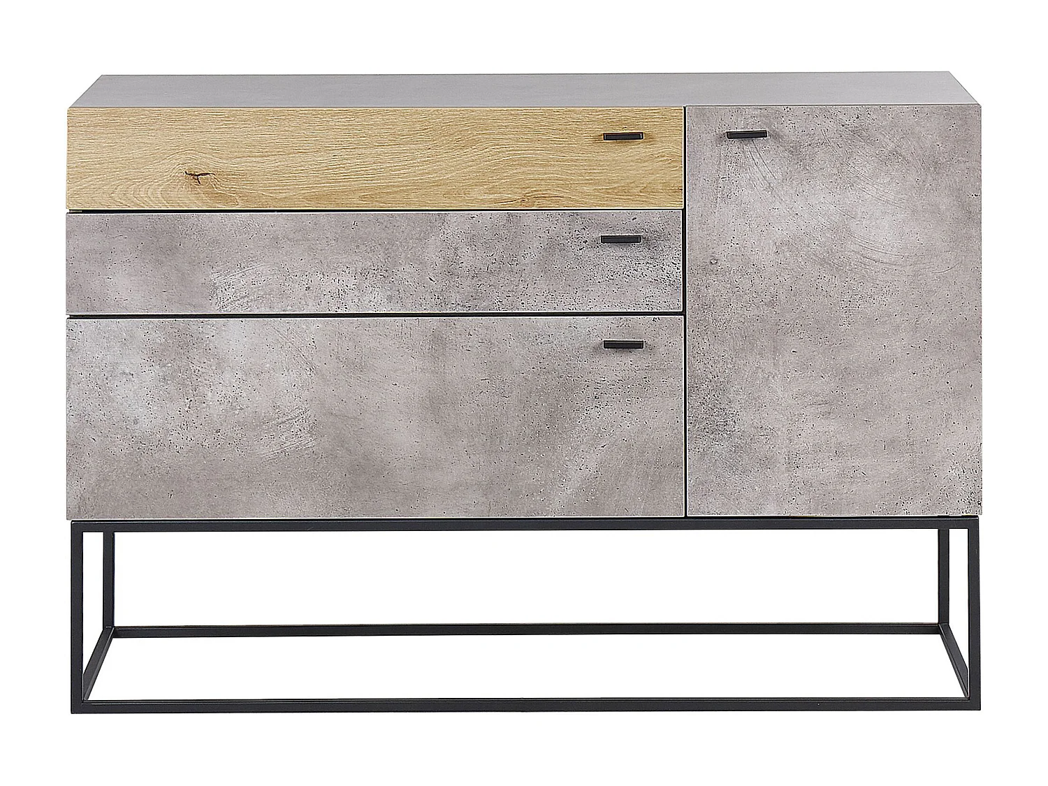 Credenza a 3 cassetti in legno chiaro e grigio ARIETTA