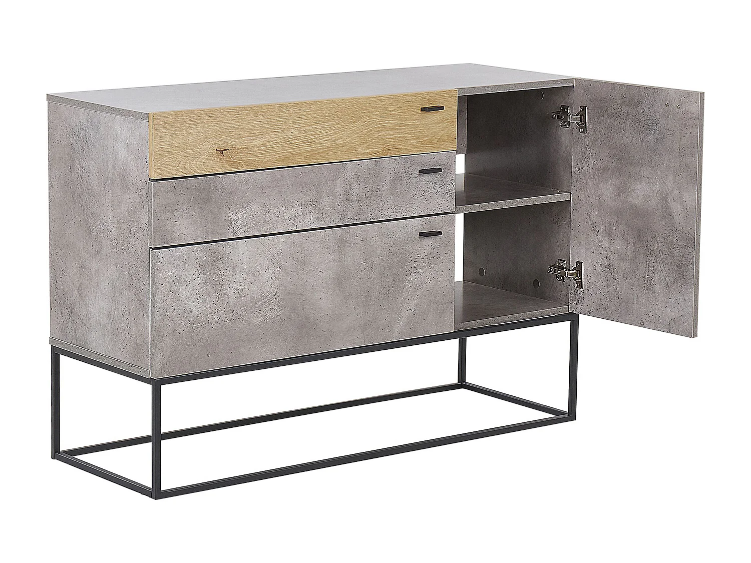 Credenza a 3 cassetti in legno chiaro e grigio ARIETTA