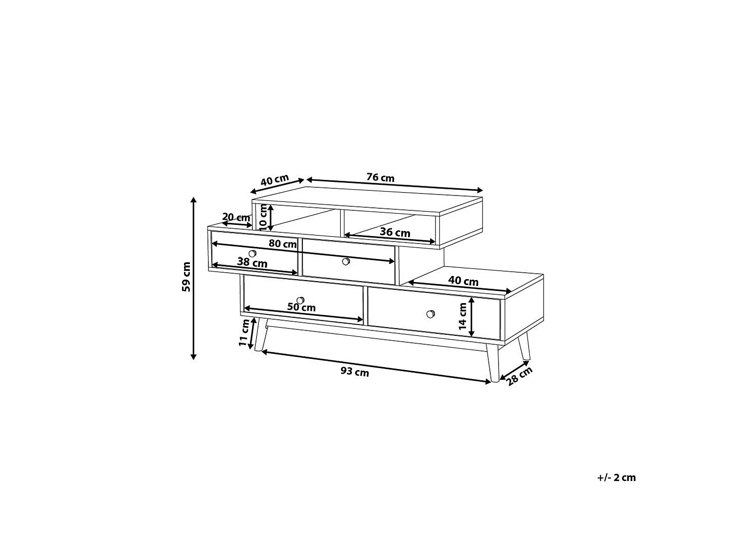 Ladekast 4 lades IRVINE Bruin/wit