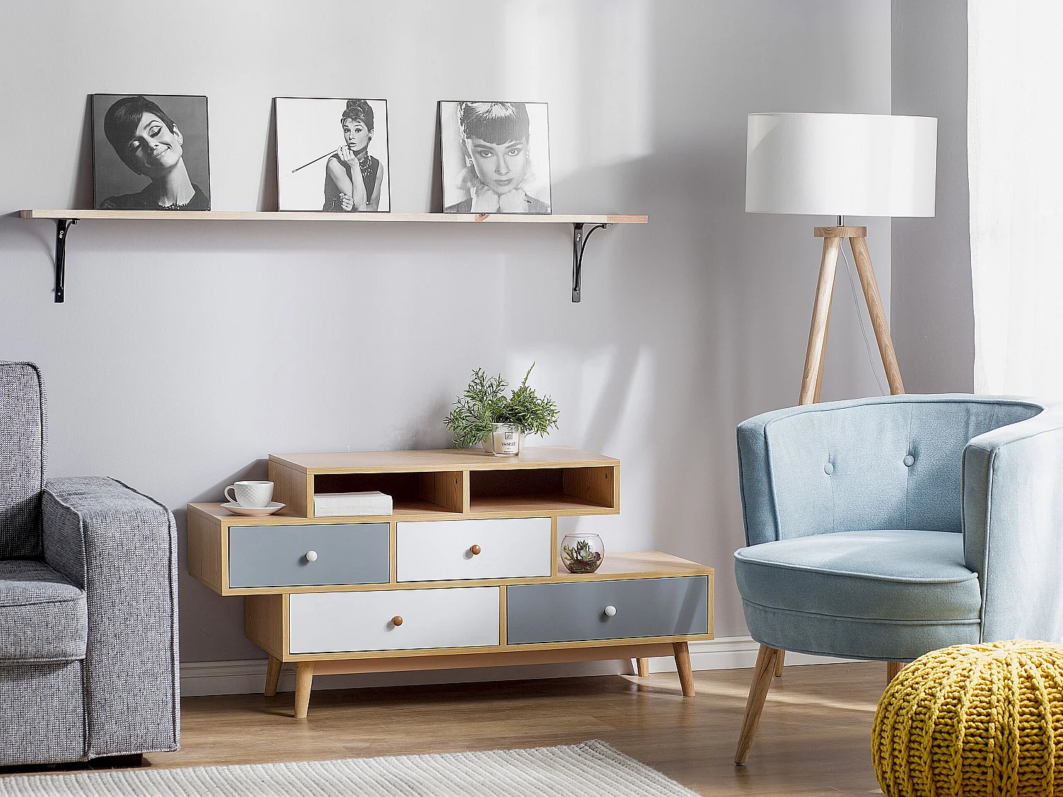 Ladekast 4 lades IRVINE Bruin/wit