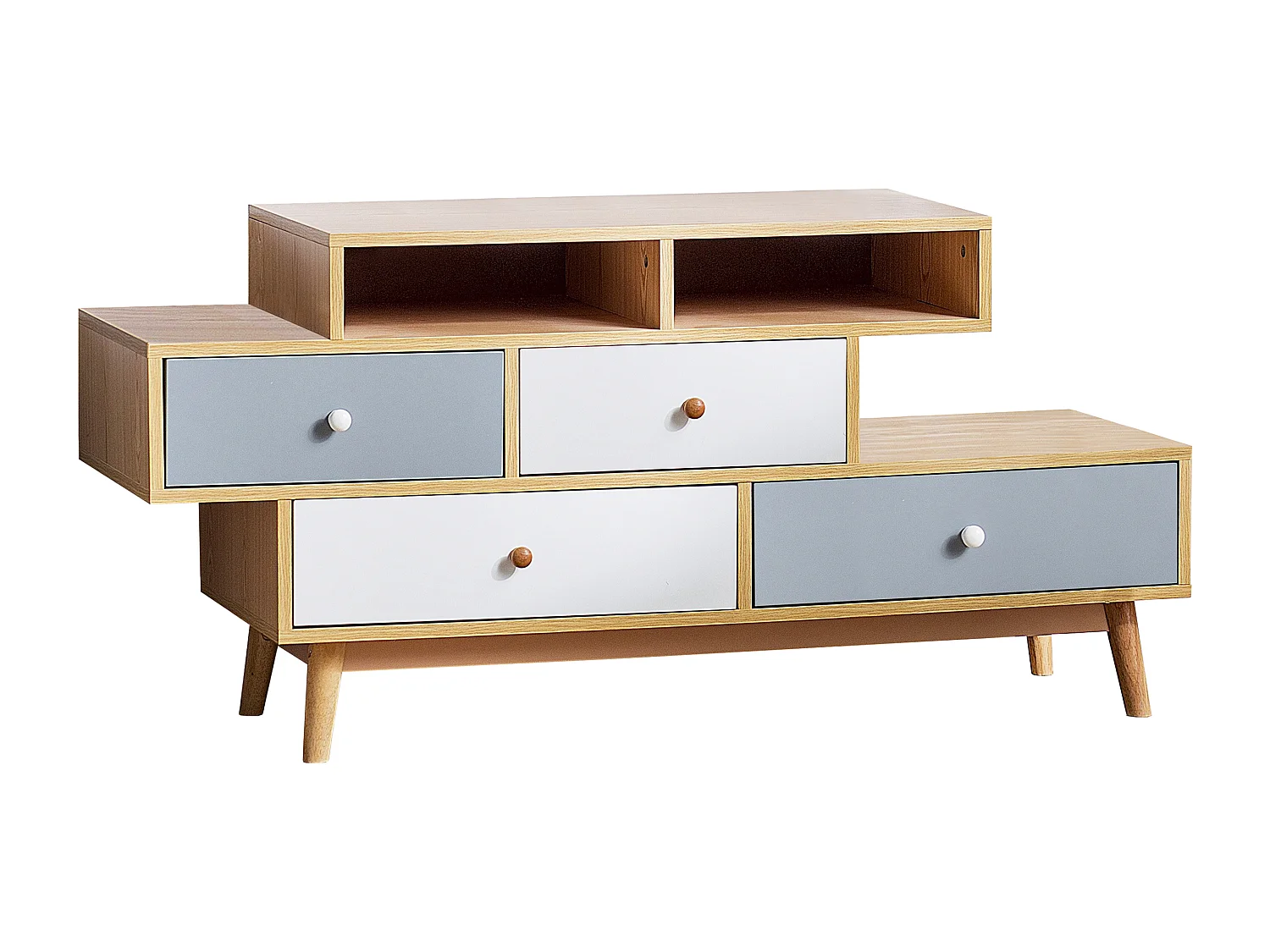 Cómoda 4 gavetas IRVINE Castanho/Branco