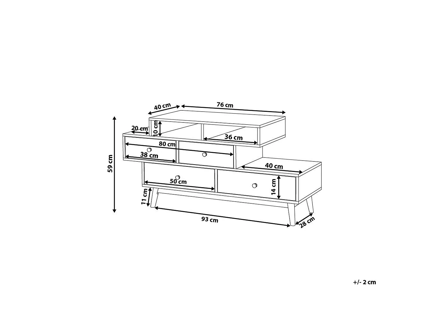 Cómoda 4 gavetas IRVINE Castanho/Branco