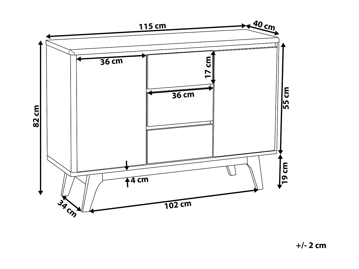 Commode à 3 tiroirs PITTSBURGH Marron