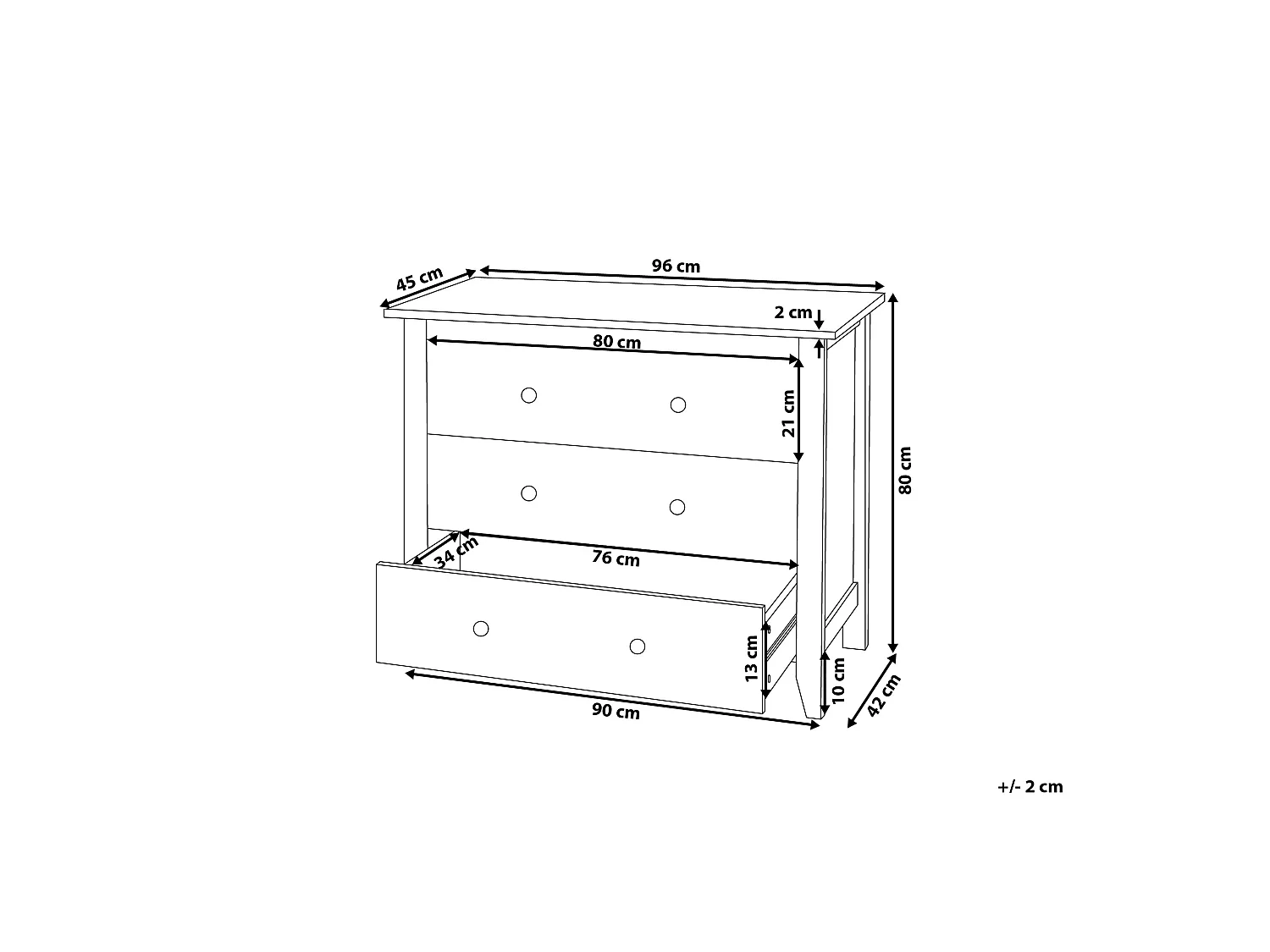 Kommode im skandinavischem Stil 3 Schubladen weiß Torrance