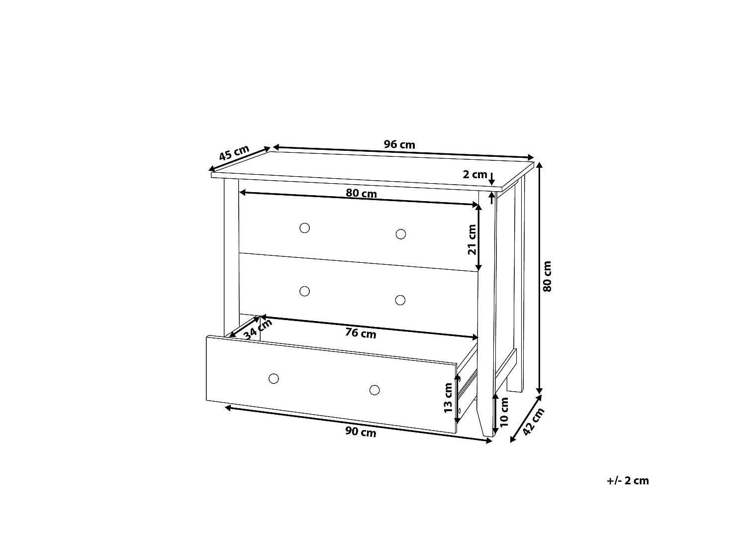 Cassettiera 3 cassetti TORRANCE Bianco