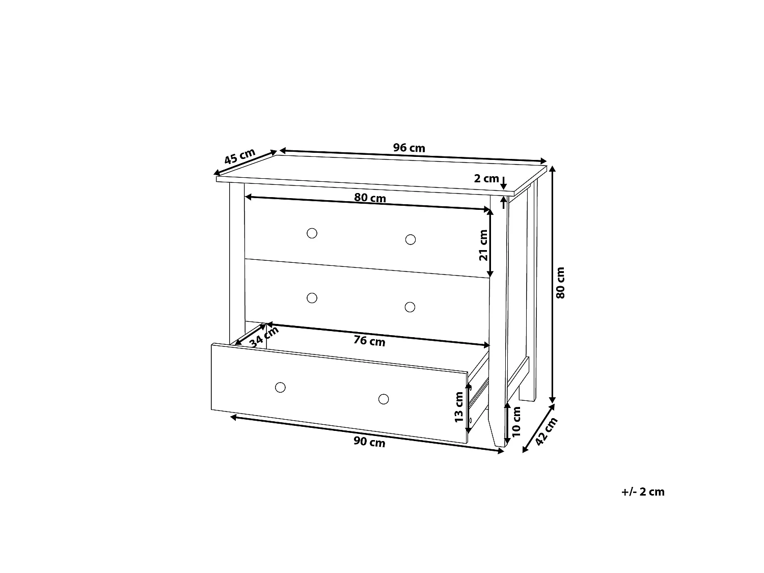 Ladekast 3 lades TORRANCE Wit