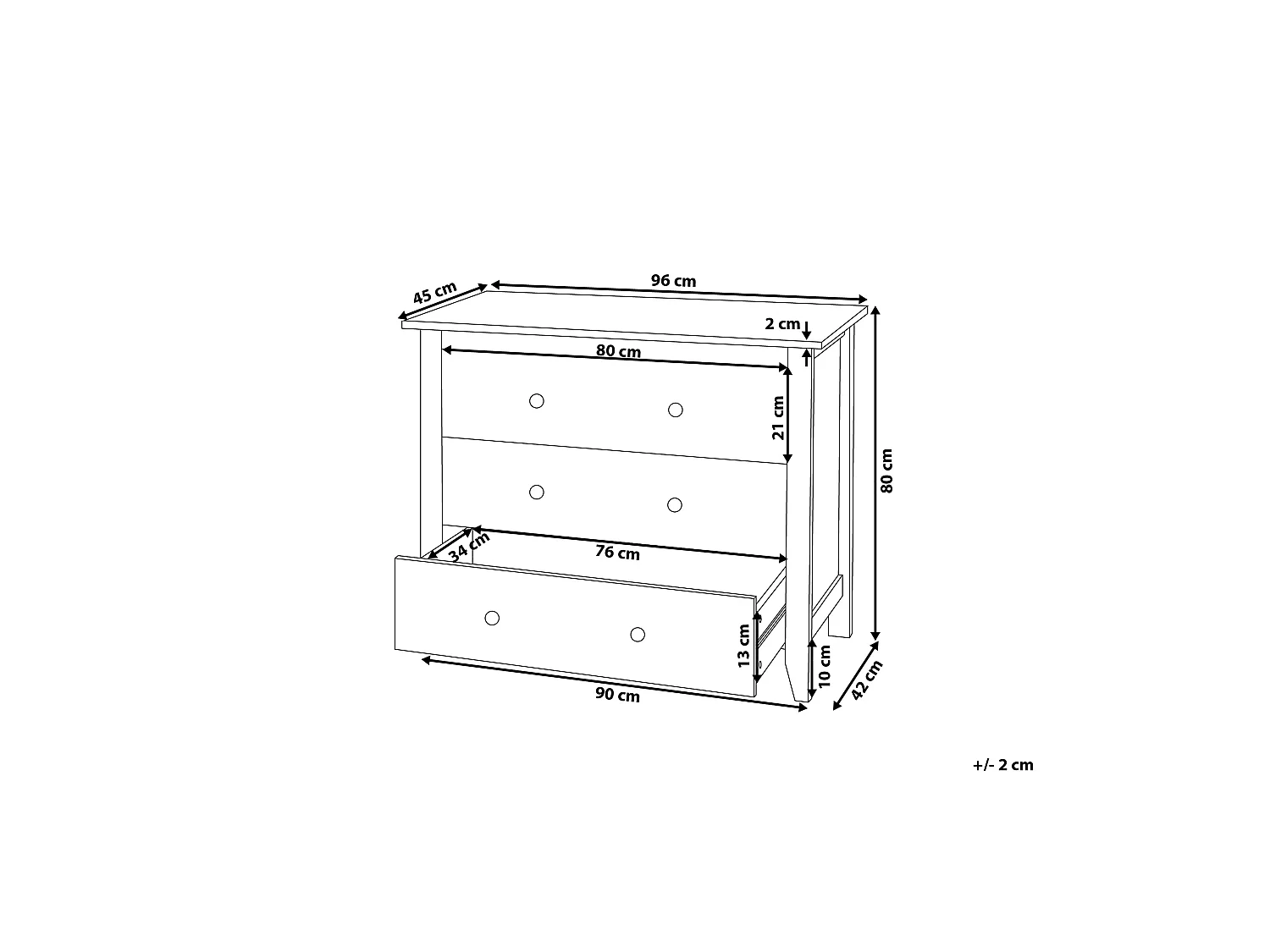 Commode à 3 tiroirs TORRANCE Blanc