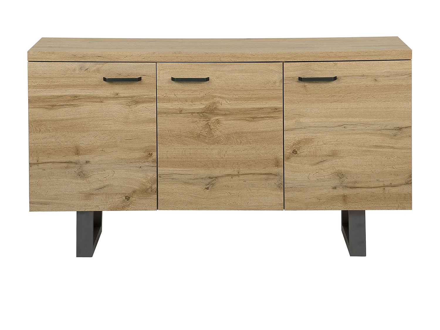 Modernes Sideboard mit 3 Türen heller Holzfarbton Industrieller Stil Timber