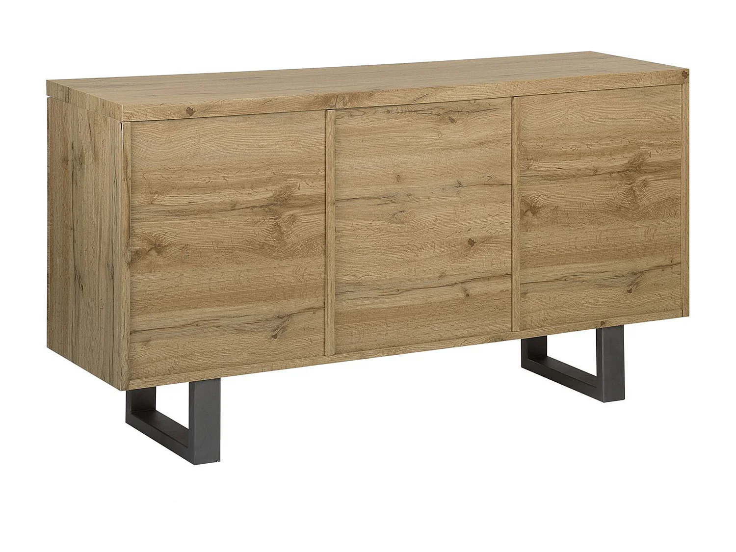 Modernes Sideboard mit 3 Türen heller Holzfarbton Industrieller Stil Timber
