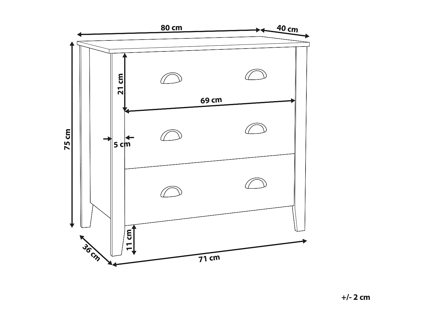 Kommode mit 3 Schubladen DONOVAN Weiss