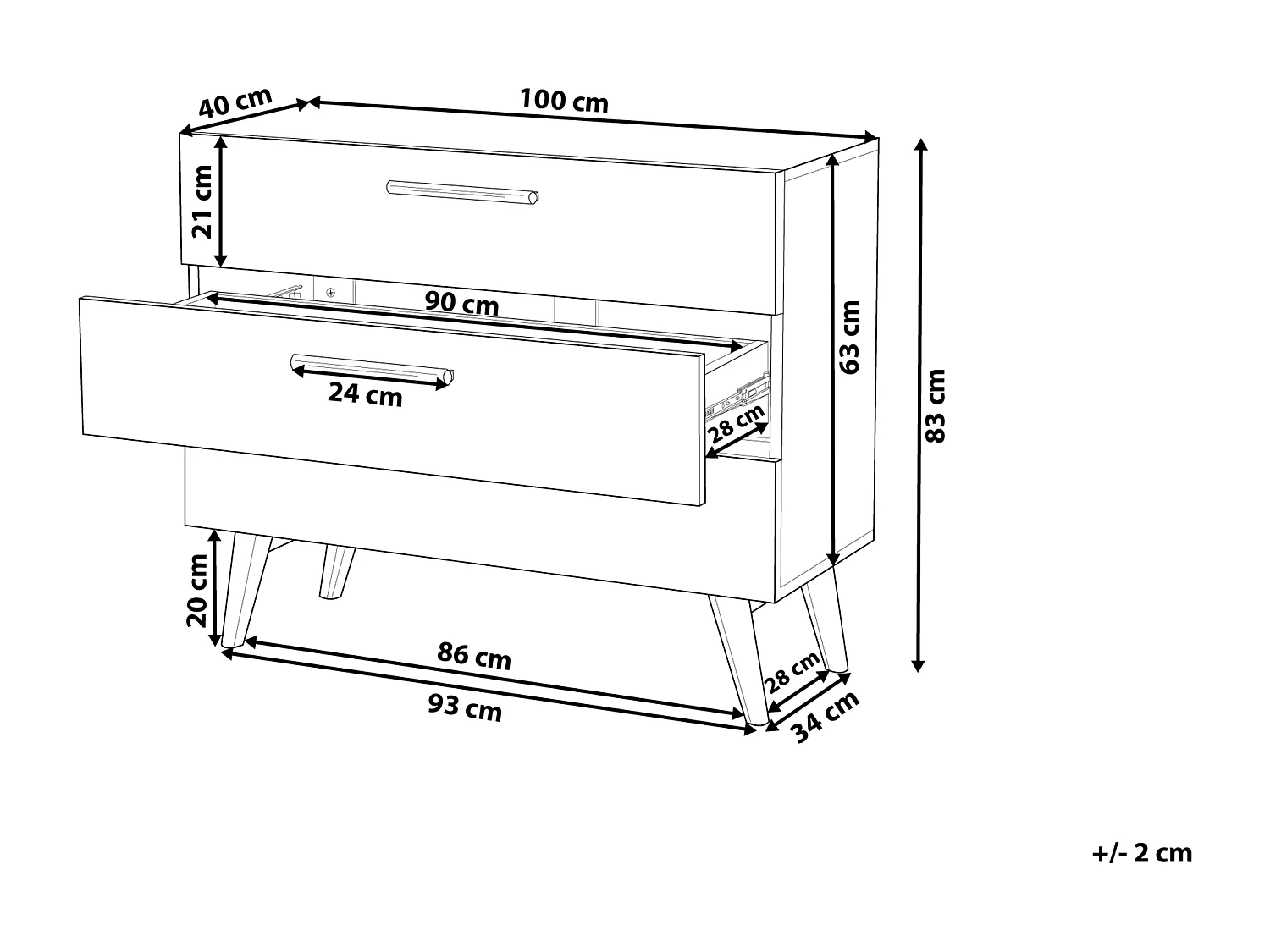 Commode à 3 tiroirs SALEM Blanc