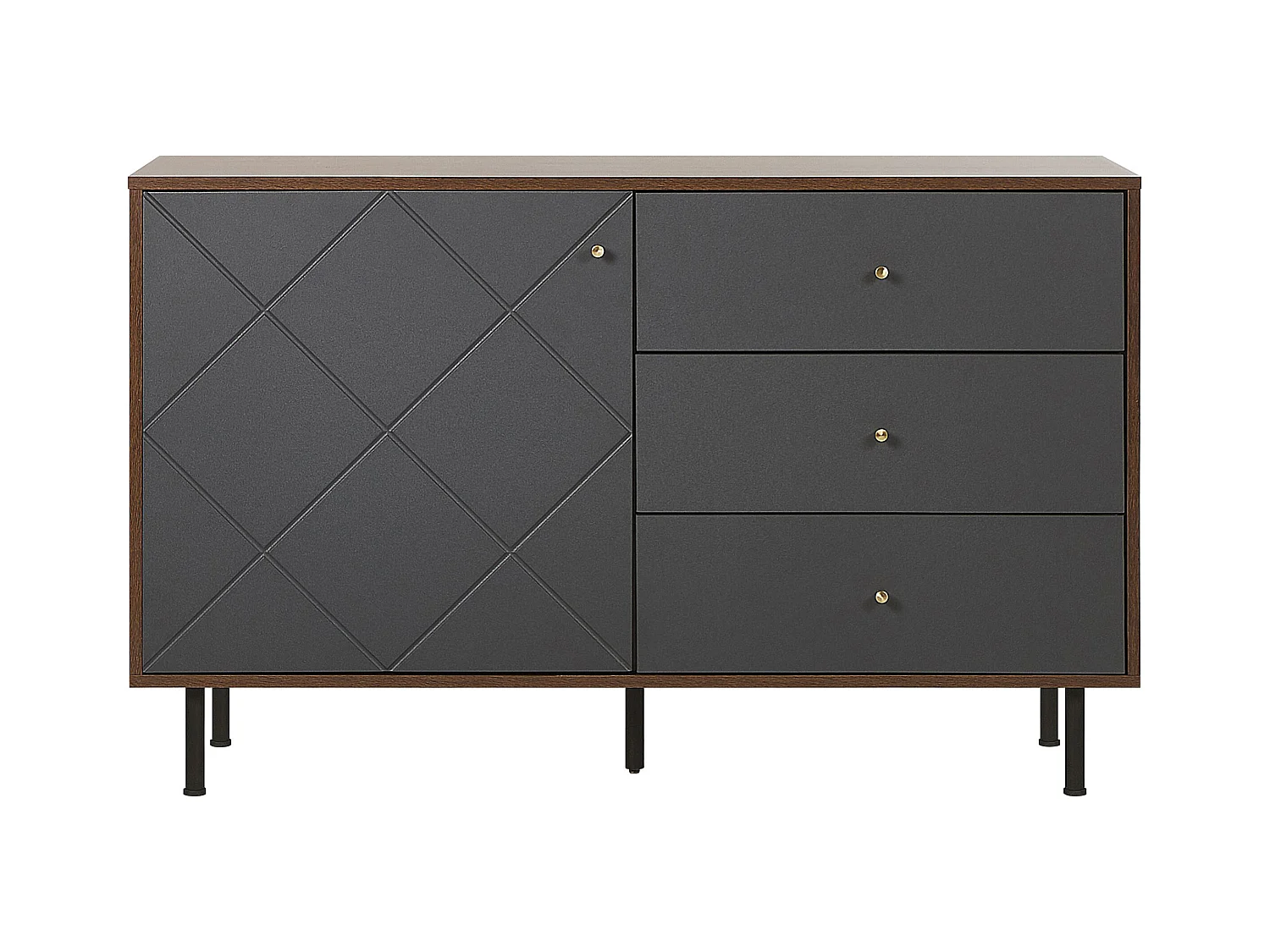Modernes Sideboard grau/dunkler Holzfarbton mit Tür und 3 Schubladen Palmer