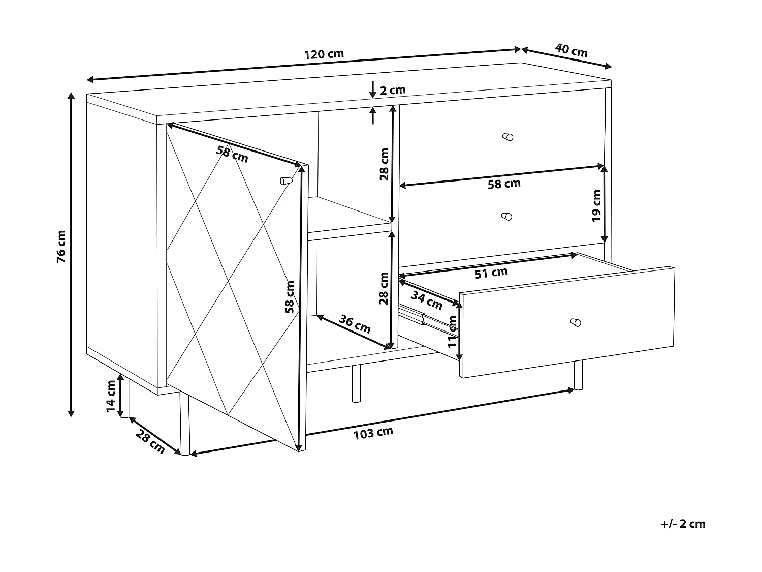 Aparador PALMER Castanho escuro/Cinzento