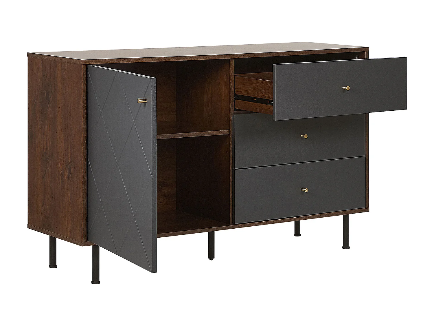 Aparador PALMER Castanho escuro/Cinzento
