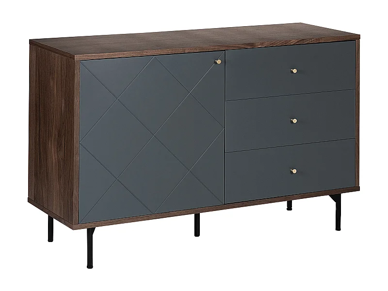 Modernes Sideboard grau/dunkler Holzfarbton mit Tür und 3 Schubladen Palmer