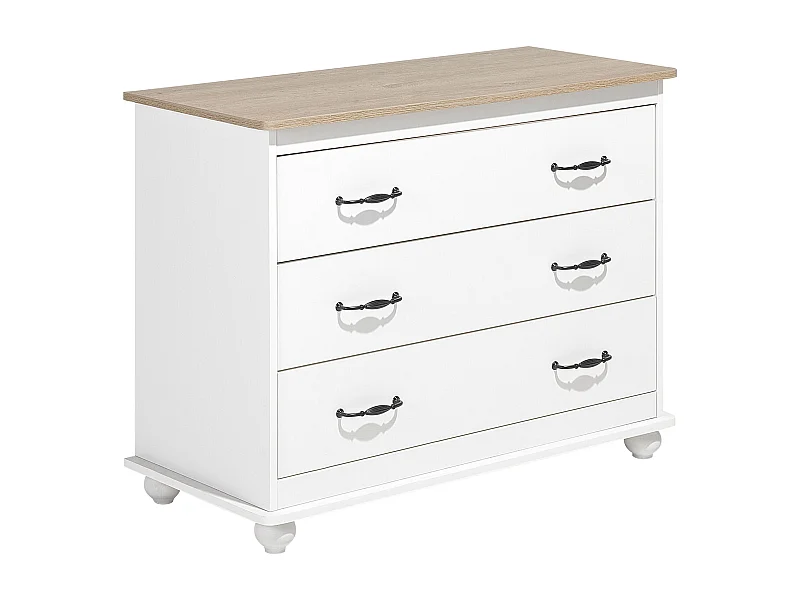 Stilvolle Kommode 3 Schubladen Holzfurnierte MDF-Platte weiß Evertt