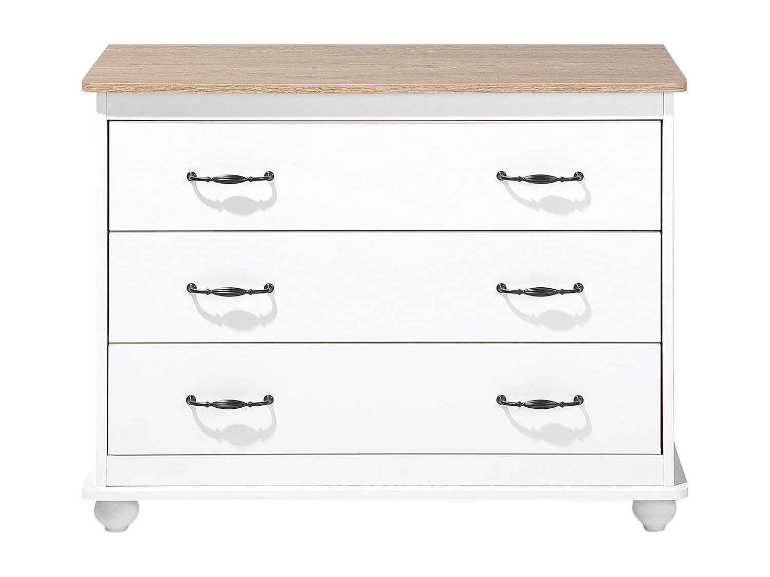 Stilvolle Kommode 3 Schubladen Holzfurnierte MDF-Platte weiß Evertt