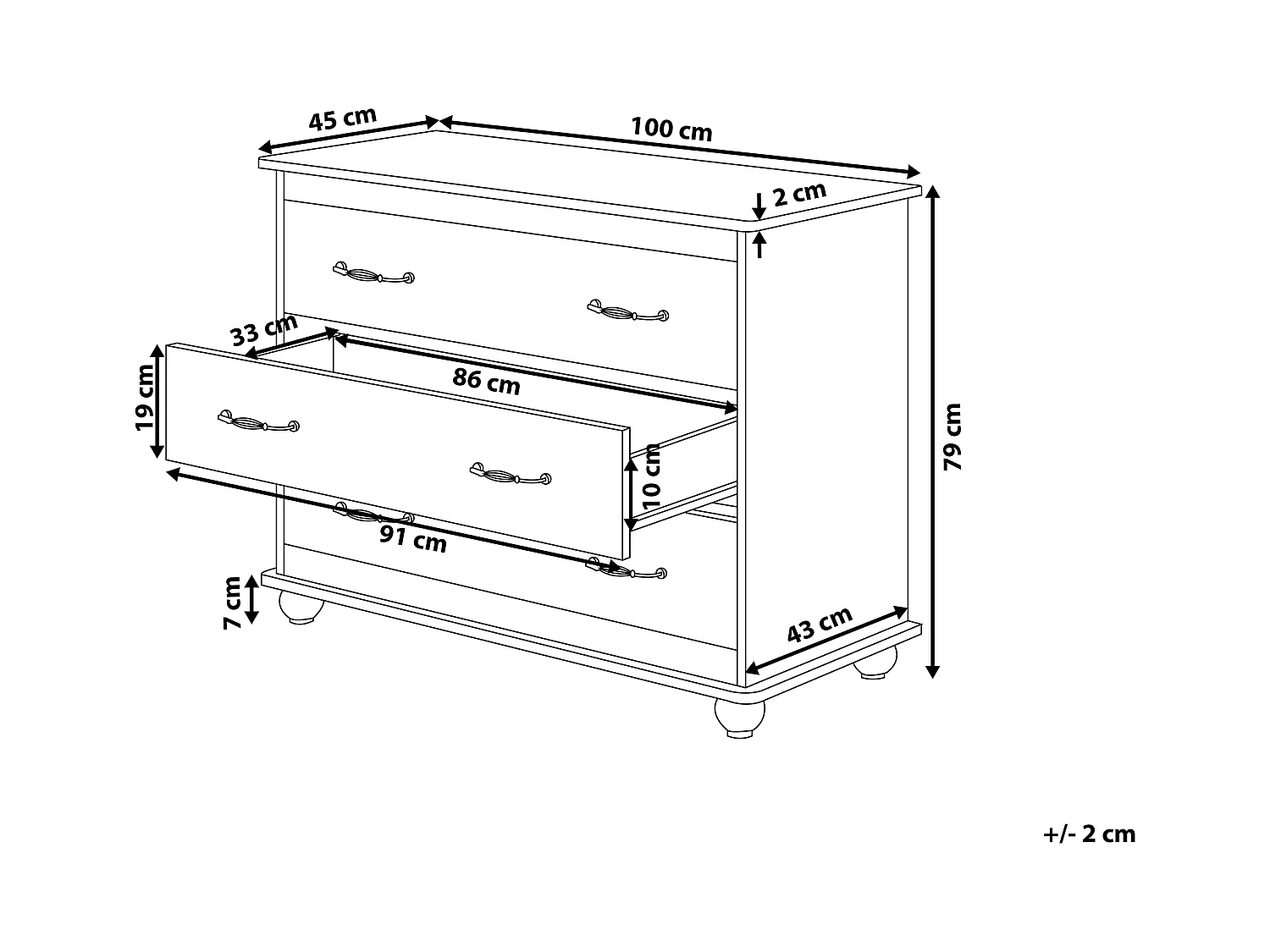 Commode à 3 tiroirs EVERETT Blanc