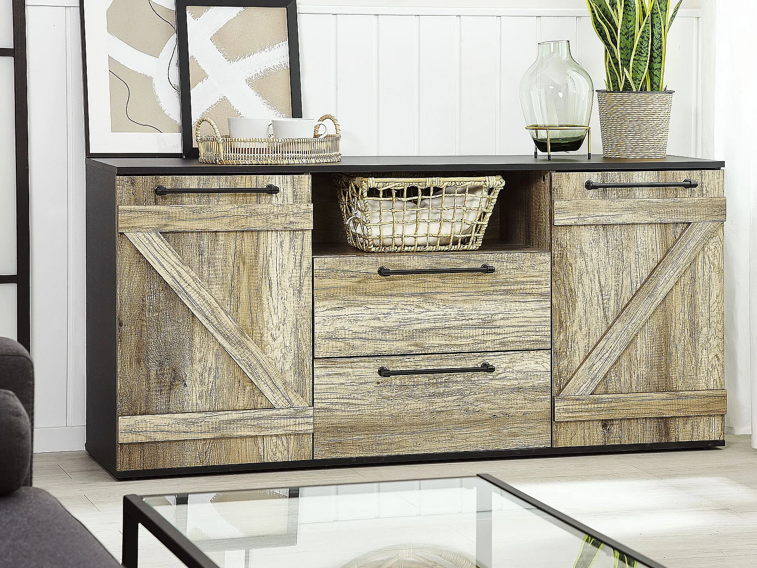 Commode zwart/lichtbruin SALTER