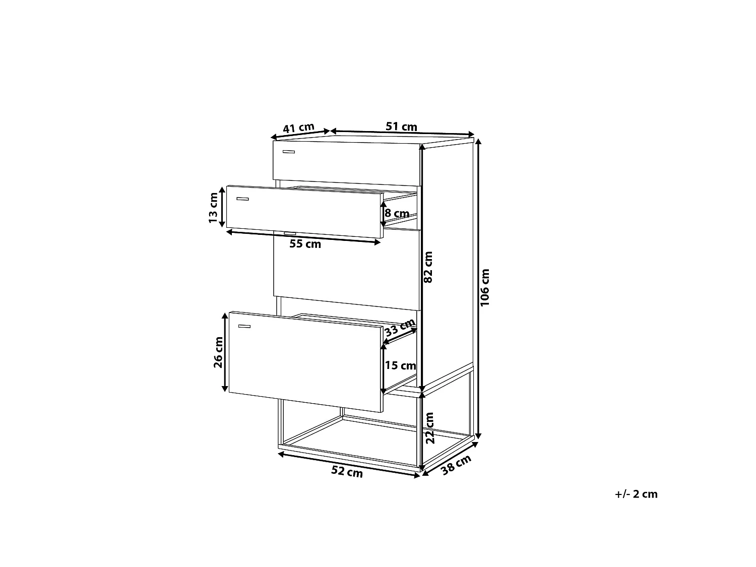 Cómoda de 4 cajones ACRA Marrón claro
