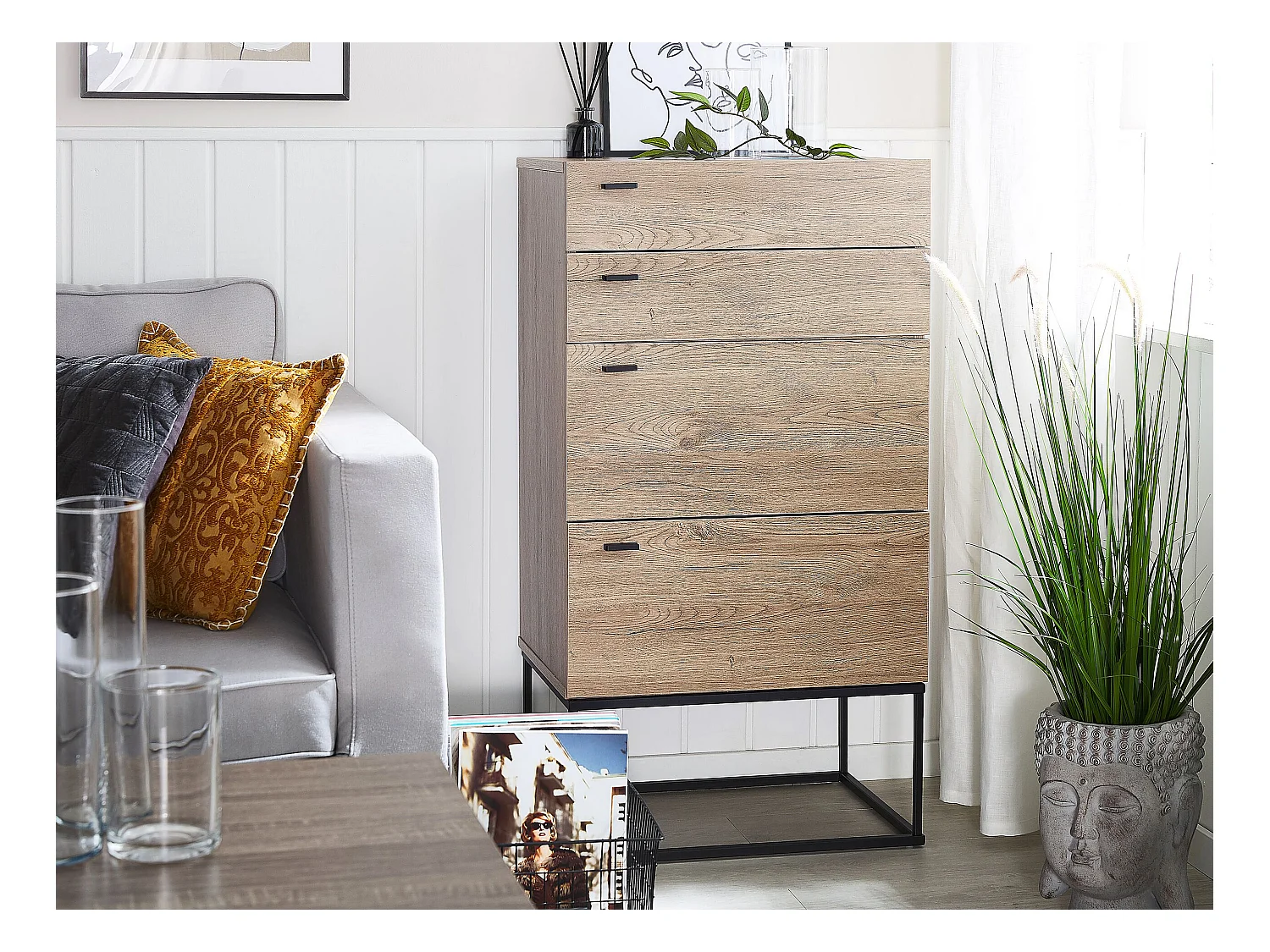 Commode à 4 tiroirs ACRA Marron clair