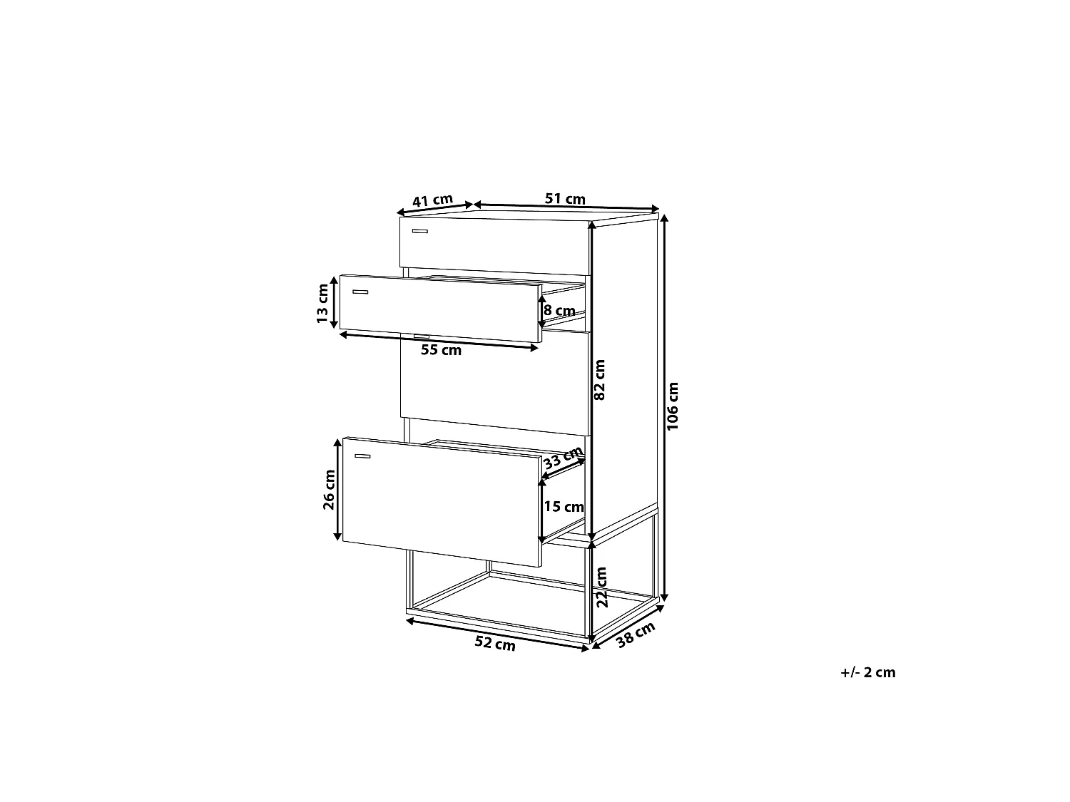 Commode à 4 tiroirs ACRA Marron clair