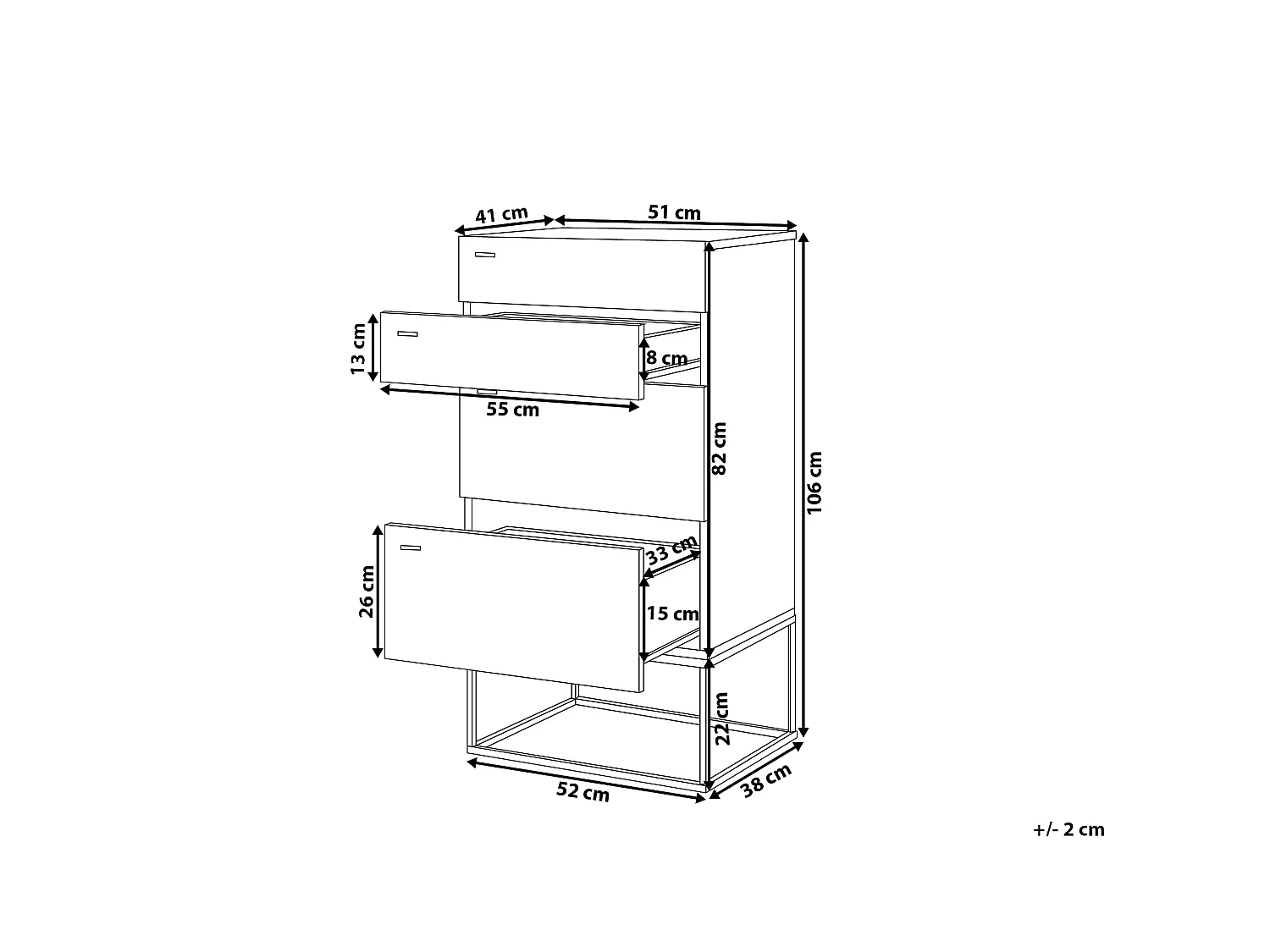 Commode à 4 tiroirs ACRA Marron clair