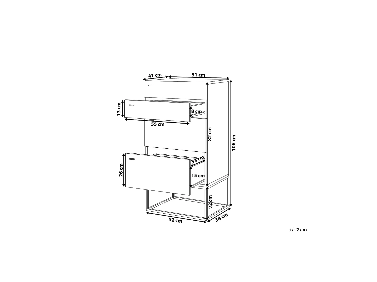 Commode à 4 tiroirs ACRA Marron clair
