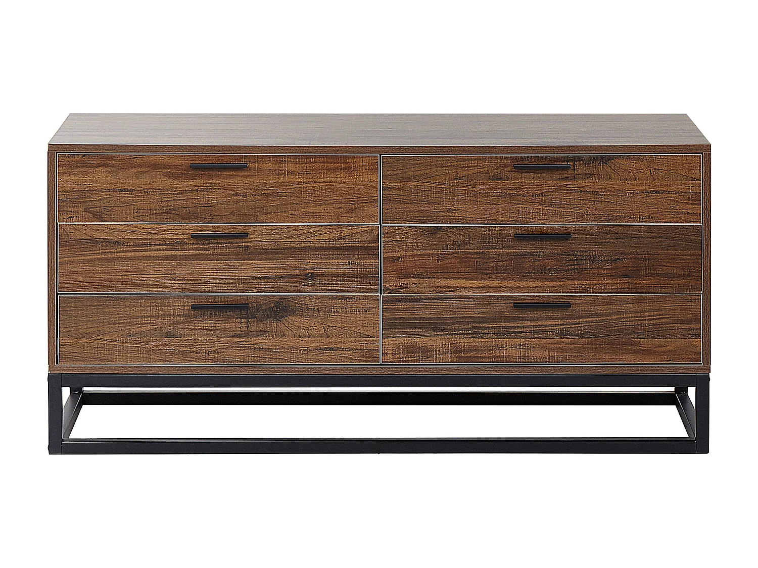 Kommode dunkler Holzfarbton / schwarz 6 Schubladen DELTA