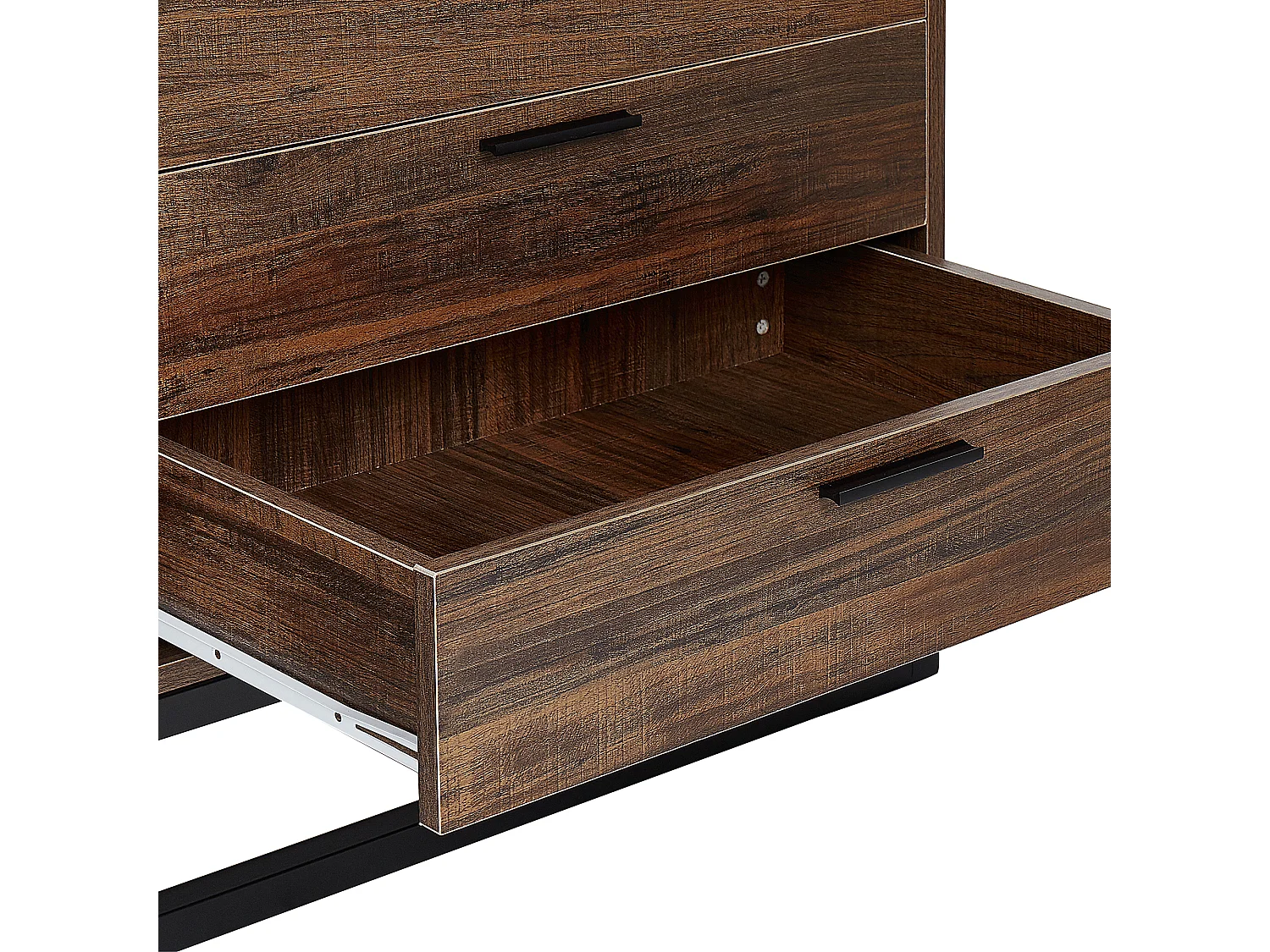Kommode dunkler Holzfarbton / schwarz 6 Schubladen DELTA